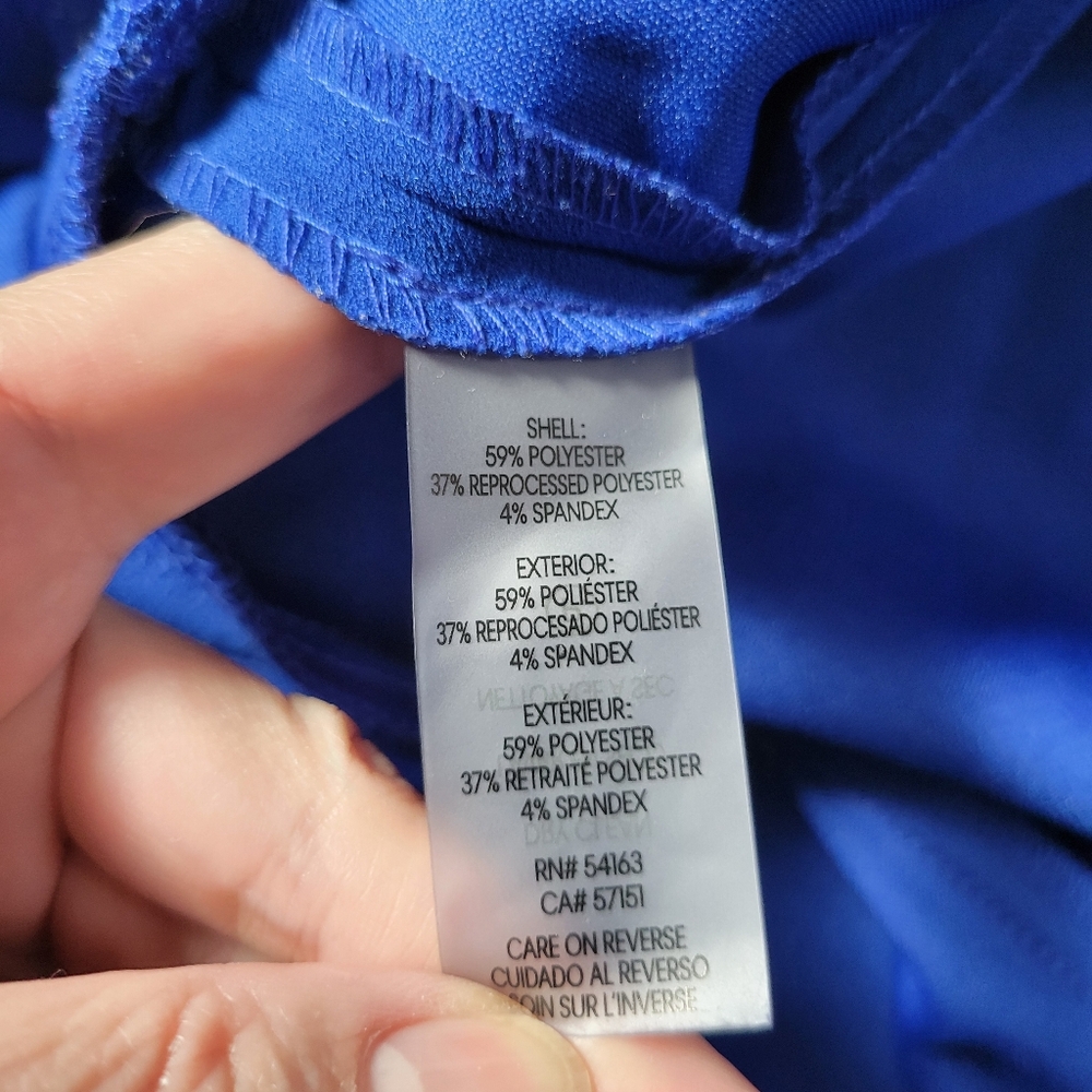 ✨️HP✨️Calvin Klein | NWOT Royal Blue Scuba Crepe V-Neck Ruffle Trim Midi Dress - Picture 5 of 13